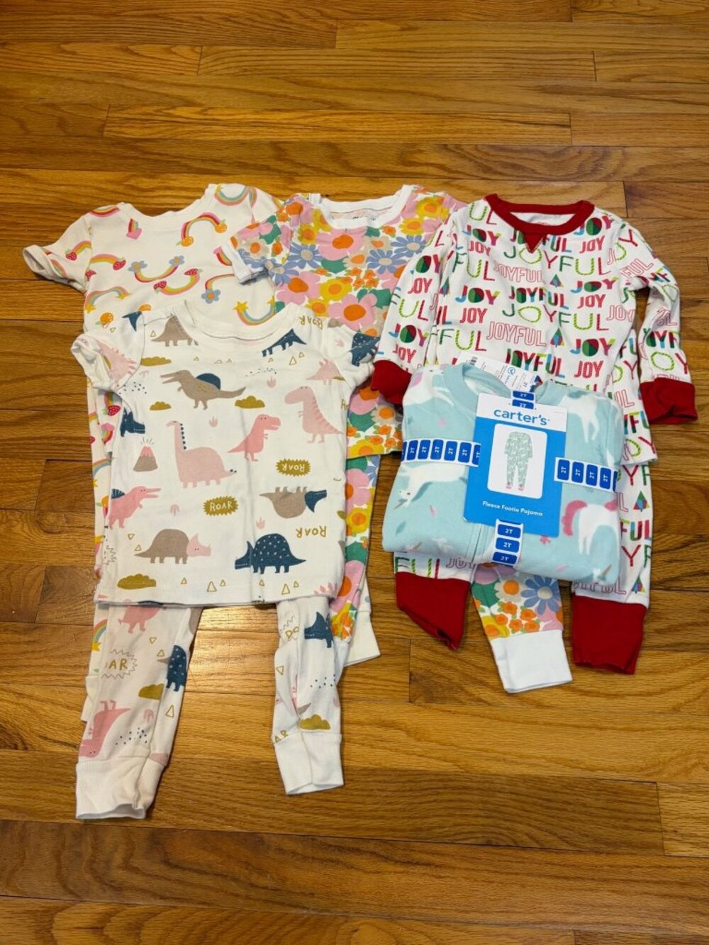 Girls 2T Pajamas, 9-Piece Lot
